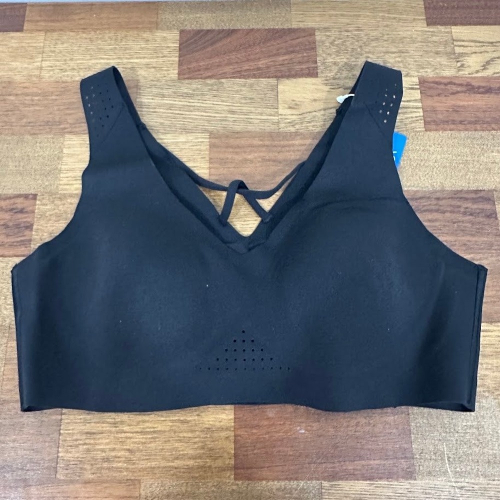 Brooks Womens Dare V Neck Run Bra Size 34 A/B Black High Impact Sports Bra NEW
